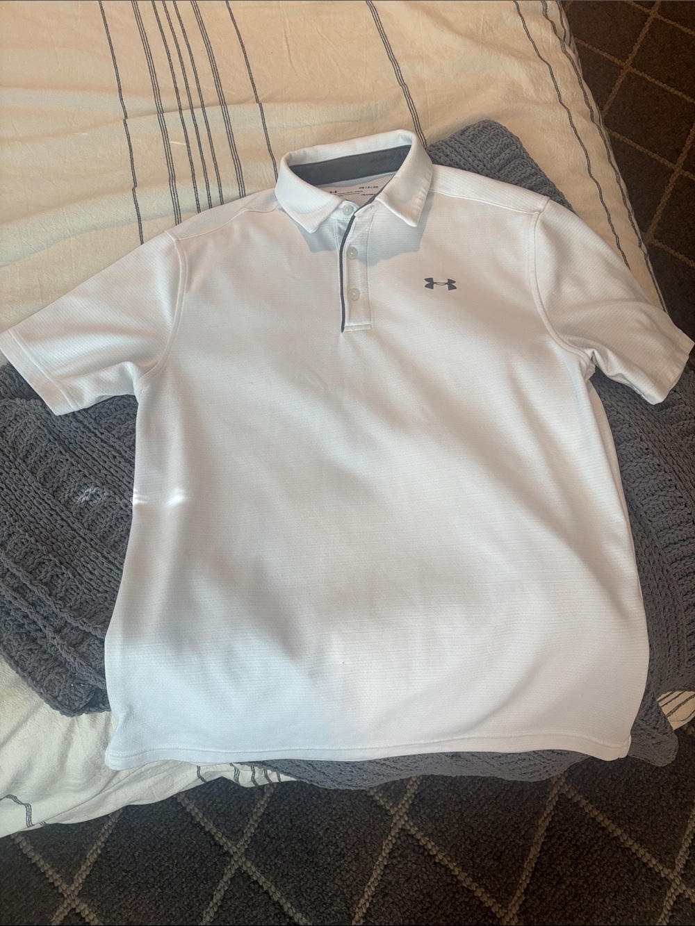 Under Armour White Men’s Performance Polo with Gray Logo